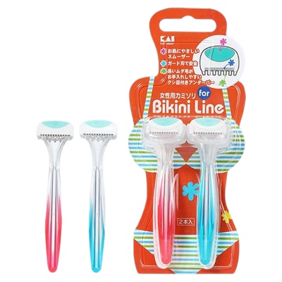 日本贝印比基尼刮毛刀安全女用私处剃毛器腋下脱毛刀美体刀2支装