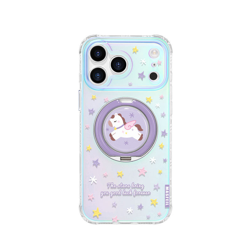 MASFEIL × 紫色小马适用苹果17Promax手机壳新款Lo9带支架iPhone16Pro保护套ip15高级感14支点可爱13pm