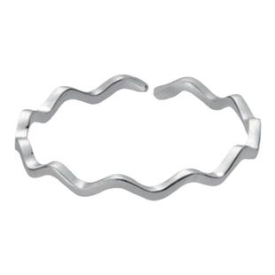 LIHAO钛钢不掉色波浪纹戒指女INS潮流时尚个性嘻哈甜酷复古风指环