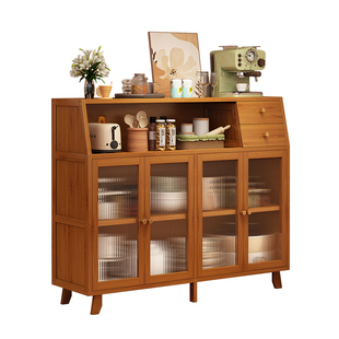 餐边柜靠墙一体储物柜多功能家用客厅中式餐柜茶水柜厨房楠竹橱柜