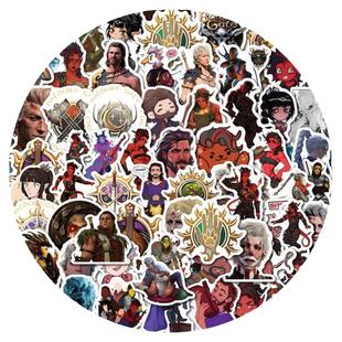 60张博德之门防水贴纸BG3游戏周边人物个性涂鸦手账本礼盒装饰笔记本电脑手机壳汽车机车头盔水杯diy装饰贴画