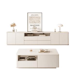 电视机柜茶几组合小户型客厅白色极简地柜简约现代实木落地电视柜