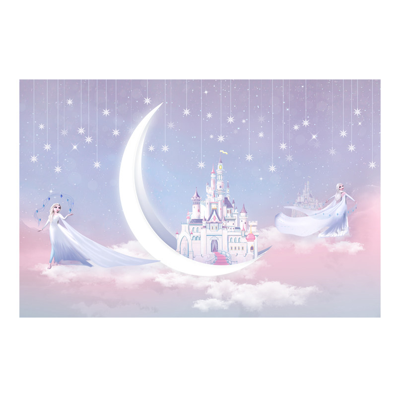 浪漫温馨梦幻壁纸儿童女孩卡通冰雪奇缘壁画爱莎公主卧室背景墙纸