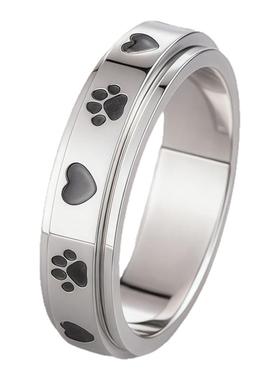 爱心爪印戒指女款高级感