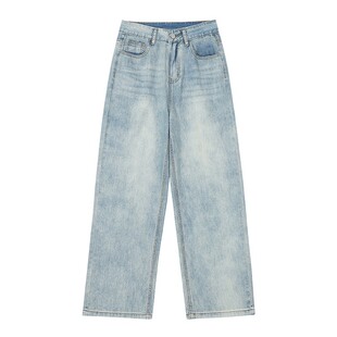 天丝直筒牛仔裤女夏季薄款大码胖mm梨形身材宽松显瘦冰丝阔腿裤子