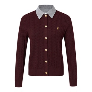 【含羊毛】POLOWALK女装2025秋季新品女式长袖针织衫假两件毛衣女