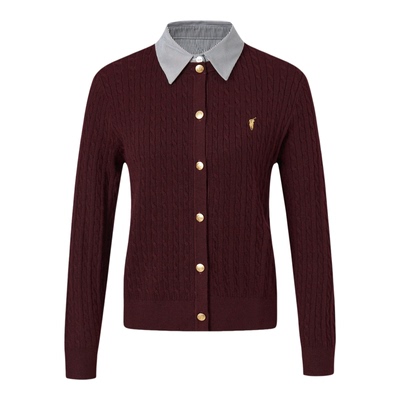 【含羊毛】POLOWALK女装2025秋季新品女式长袖针织衫假两件毛衣女