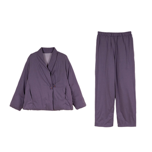 朵朵可可睡衣女2025秋冬新款新中式羽绒系带保暖开衫家居服套装