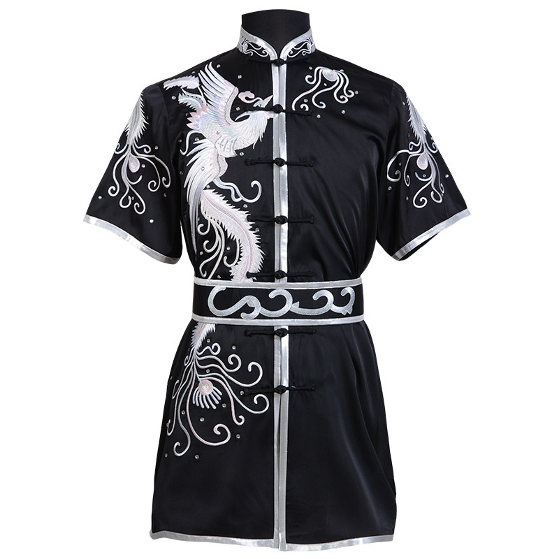 言一武术绣凤彩服竞赛武术比赛演出考试儿童团队长拳服武术成人