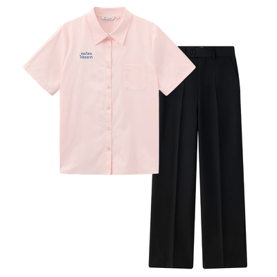 DK泰式学院风尖领短袖制服衬衫