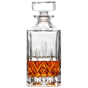 酒樽洋酒瓶醒酒器带盖白酒储存空瓶威士忌家用密封厚水晶玻璃酒瓶