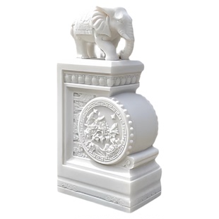 石雕大象抱鼓石一对汉白玉麒麟貔貅石狮门墩别墅家用镇旺庭院摆件