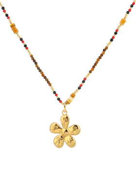 LAZY CIRCLES漩涡飞鸟项链女绽放五瓣花锁骨链细巧璀璨彩色串珠链