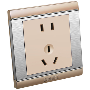 国际电工86型家用暗装带开关插座面板香槟色墙壁一开双控五孔usb