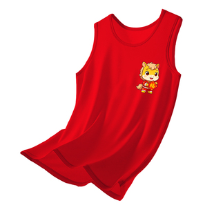 儿童红色背心秋冬马年纯棉男童女童本命年过年衣服2026套装12岁