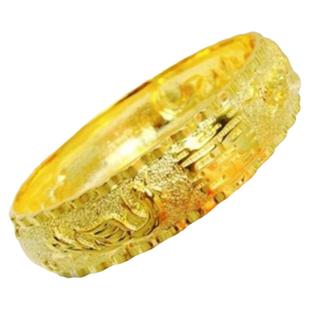 浮雕龙凤手镯女婚嫁镀黄金色手镯一对中式结婚道具新娘饰品15mm