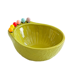 高颜值水果盘家用客厅茶几创意可爱陶瓷水果叉碗不锈钢小叉子套装