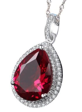 925纯银渡18K金红宝石吊坠  彩色宝石项坠