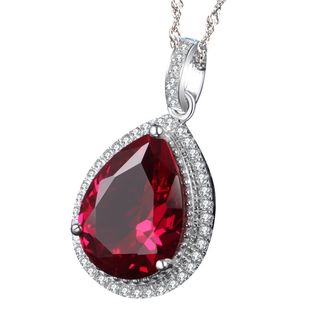 925纯银渡18K金红宝石吊坠  彩色宝石项坠