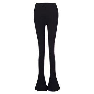 正确版高腰修身包臀显瘦黑色马蹄裤女微喇叭紧身休闲拖地长裤子