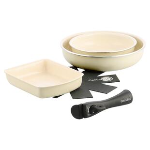 greenpan格林攀 叠叠锅不粘锅可拆卸手柄陶瓷家用锅具套装三件套