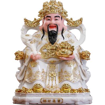 汉白玉描金财神爷佛像家用
