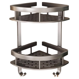 免打孔枪灰卫生间置物架浴室三角架子厕所壁挂墙上转角架子洗漱台