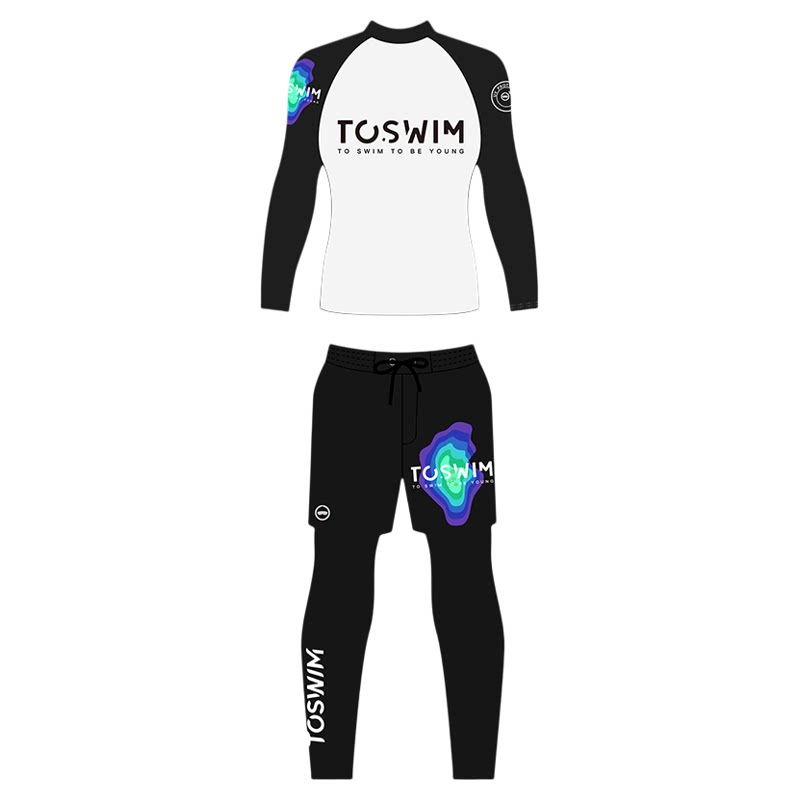 TOSWIM男士泳裤冲浪服分体长袖全套装备防晒速干防尴尬潜水温泉