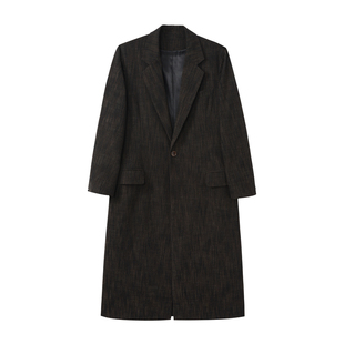 VAPOURBLUE原创设计极简经典麻感做旧单排风衣