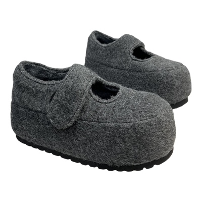 复古玛丽珍鞋厚底增高乐福毛毛鞋