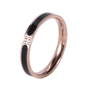 黑色滴釉钛钢戒指女轻奢高级感尾戒素圈戒指女小众设计锆石食指环