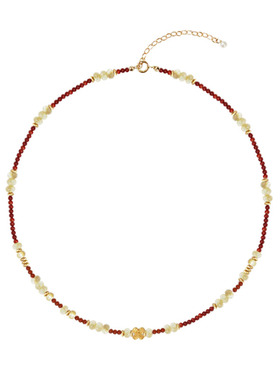 dellamo 陌上花开红玛瑙项链女轻奢小众颈链复古中式国风配饰新年