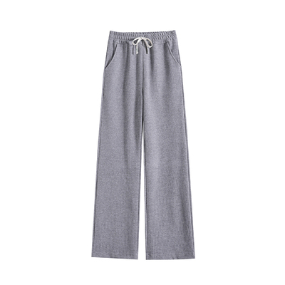 窄版显瘦女士长裤灰色秋冬季高腰