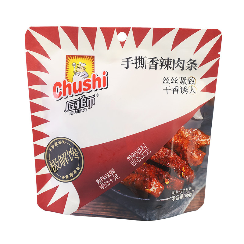厨师手撕香辣鸡肉条66g袋装