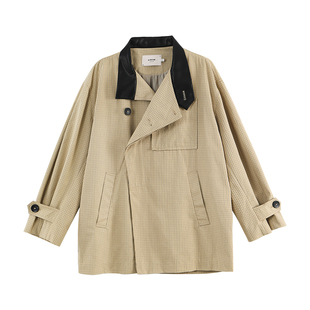 【商场同款】X--MOOM2025秋季新款卡其色一手长风衣格纹中长套女