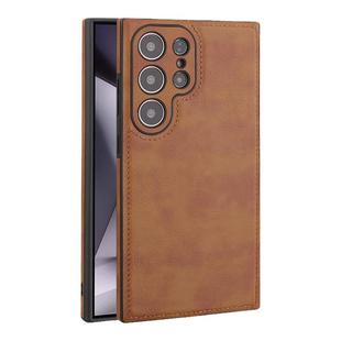 新款高档适用三星S25ultra皮质手机壳S23plus小羊纹镜头加高保护套全包防摔超薄S24+商务奢华简约复古高级男