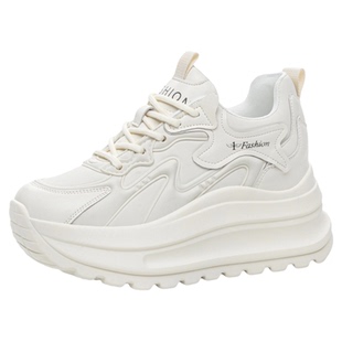 8cm厚底松糕休闲鞋女款2025新款秋冬加绒内增高小个子真皮运动鞋