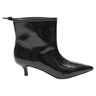 UDV黑色短靴女高跟2025秋季新款法式后拉链裸靴尖头显瘦时装靴