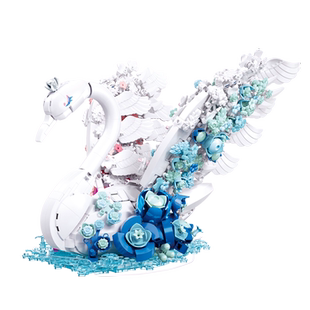 野想积木 繁花系列双色天鹅拼装玩具模型 七夕情人节礼物送女友