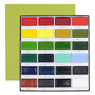 日本吴竹颜彩耽美固体水彩颜料 国画颜料金属珠光6色12色18色24色