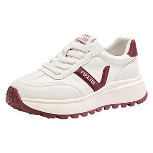 日泰女鞋2025秋季百搭时尚小白鞋简约舒适轻便厚底增高休闲女单鞋