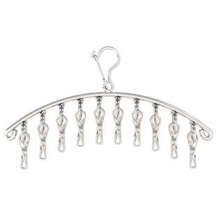 不锈钢衣架阳台晒袜子神器不锈钢多夹子圆盘凉晾内衣裤挂钩晾晒架