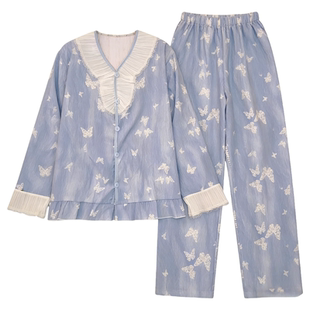 蕾丝新中式漂亮出门睡衣女士2026年新款春秋冬季国风家居服可外穿