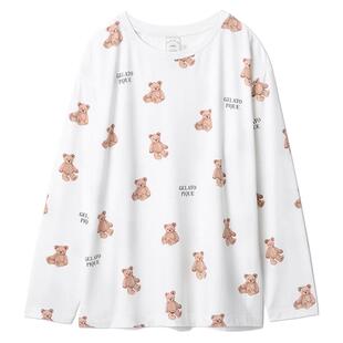 gelato pique25秋冬新品女睡衣动物蛋糕满印长袖T恤PWCT254370