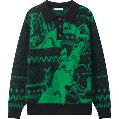 【播奥莱】播秋时髦复古针织衫女保暖提花毛衣DDR4SD5061