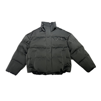 200g重磅白鸭绒男士立领羽绒服宽松保暖字母刺绣手工串珠抗寒外套