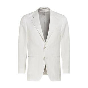 SUITSUPPLY米白色亚麻棉混纺西服外套男士西装上衣
