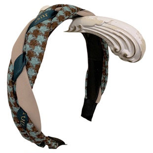 佟丽娅同款麻花格子发箍女复古洋气高颅顶压发卡洗脸带齿防滑头箍