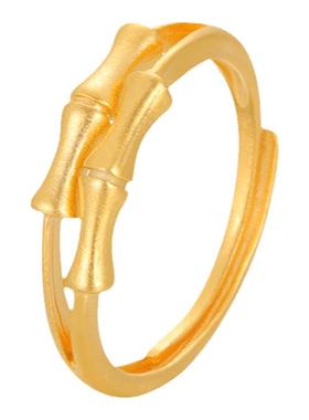 沙金戒指女蝴蝶结竹节开口仿真