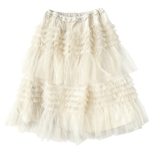 mo*ethan层叠纱织半裙韩国2026春新款纯色蛋糕裙中长半身蓬蓬裙女